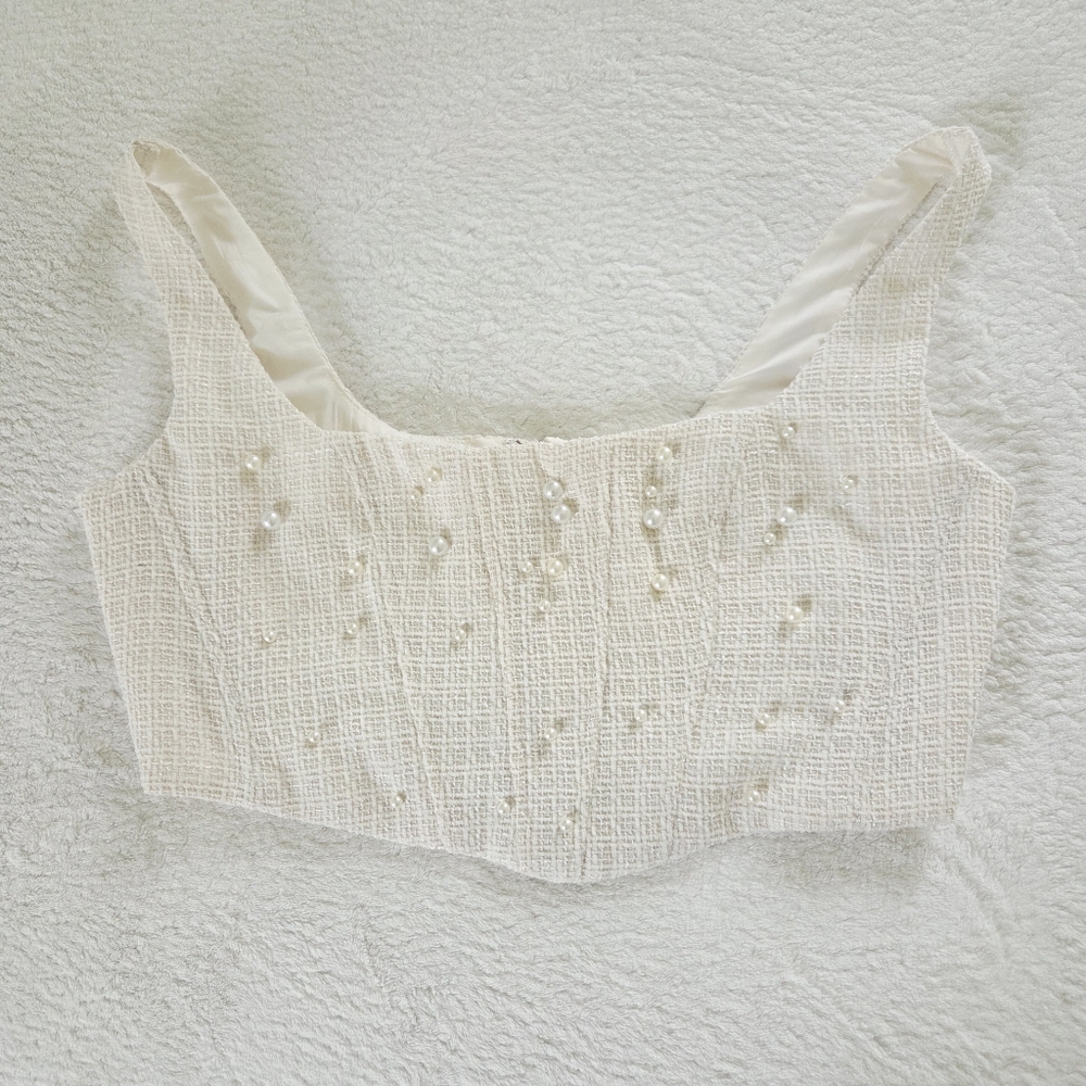 Altar'd State ✨️ Cream Textured Crop Women's Top Size M